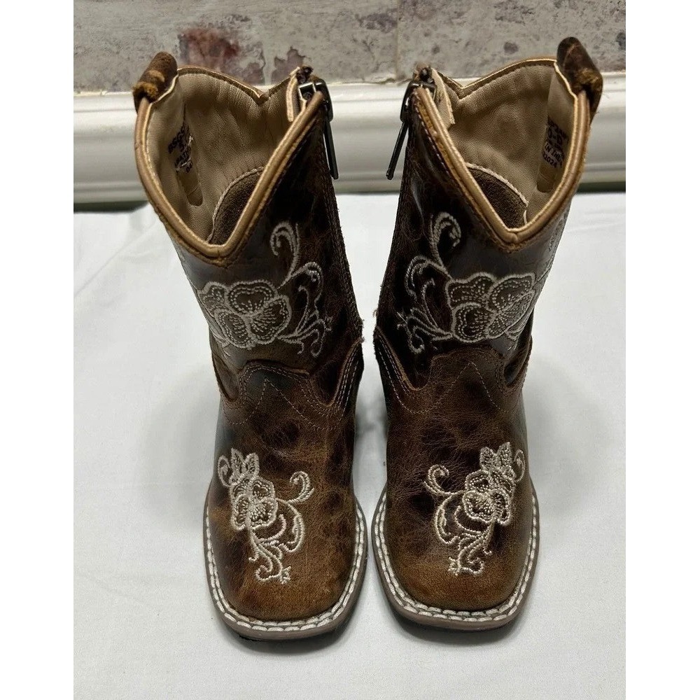Unbranded Cowboy Boots Toddler Girls 5.0-D Brown Good Floral BSGSP24P7